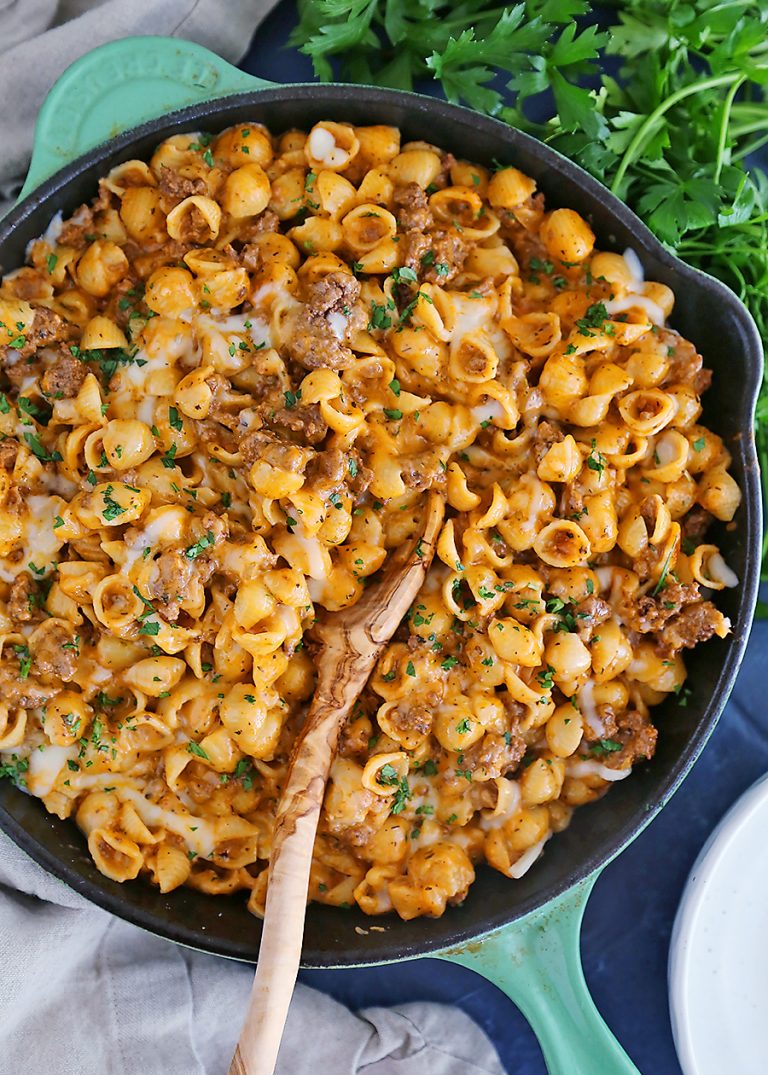 Creamy One-Pot Beef & Shells no laine