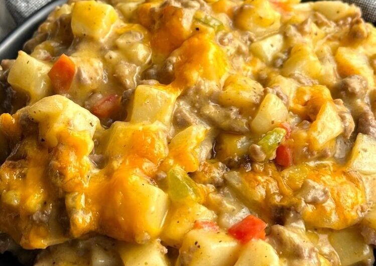 Cheesy Ground Beef Casserole Made With Frozen Potatoes