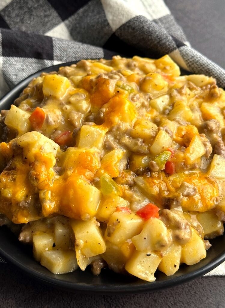 Cheesy Ground Beef Casserole Made With Frozen Potatoes
