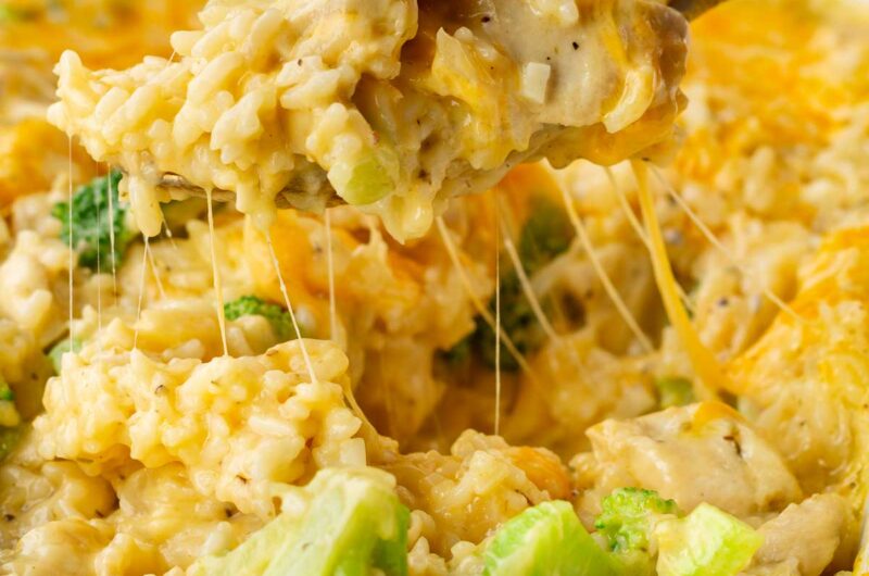 Creamy Chicken Broccoli Rice Cheese Casserole