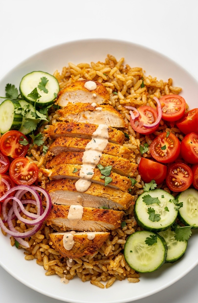 Chicken Shawarma Crispy Rice Salad